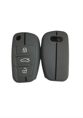 Audi Honeycomb Pattern Silicone Key Cover, Gray, Compatible with A1, A3, A4, A5, A6, A7, Q3, Q5, Q7 Models, Premium Protection - Audi