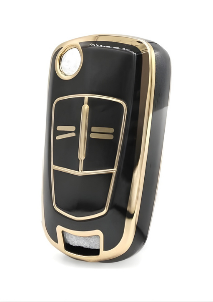 Opel Luxury Nano Key Cover, Black-Gold, 2-Button Premium Protector Compatible with Opel Astra H, Corsa D Models - 1