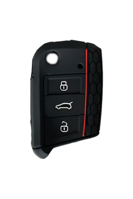 Black Honeycomb Silicone Key Cover for Volkswagen Compatible with Golf 7, Polo, Tiguan, Seat, and Skoda - Volkswagen, Seat, Skoda