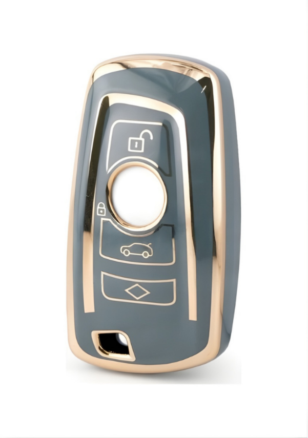 BMW Key Cover, Gray-Gold, Nano Coating, Compatible with 1, 3, 5, 7 Series, X1, X3, X4, X5, F10, F15, F16, F20, F30, F18, F25, M3, M4 Models, Luxury Protective Case - 1