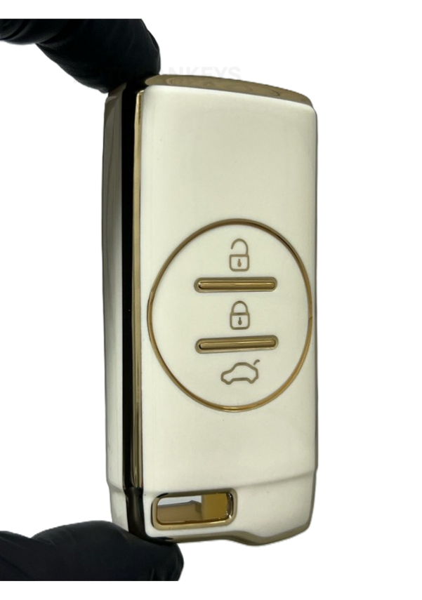 Chery Luxury Smart Key Cover, White-Gold, 3 Button, Nano Coated, Premium Quality, Compatible with Tiggo 7 Pro - 2