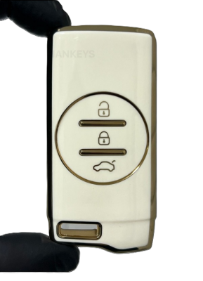 Chery Luxury Smart Key Cover, White-Gold, 3 Button, Nano Coated, Premium Quality, Compatible with Tiggo 7 Pro - Chery