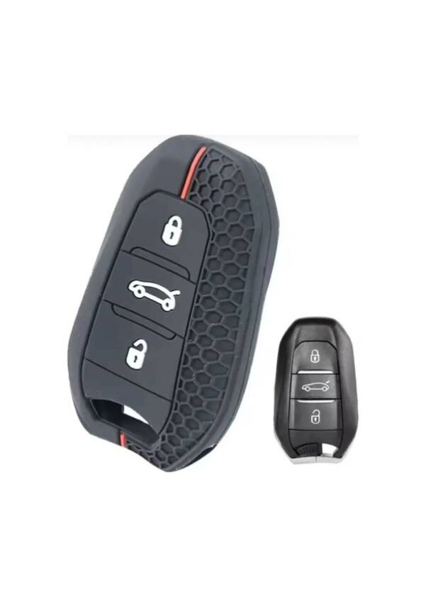 Citroen-Peugeot Black Honeycomb Key Cover, 3 Button, Compatible with 208, 308, 508, 2008, 3008, 5008, Rifter - 2