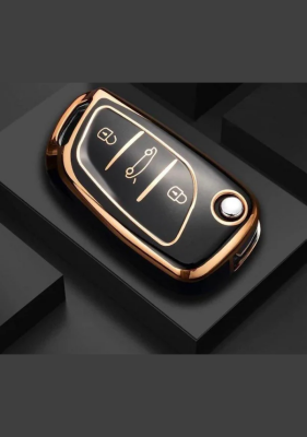 Citroen & Peugeot Luxury Nano Key Cover, Black-Gold, Premium Protective Case Compatible with C1, C2, C3, C4, C5, 306, 407, 807, DS, DS4, DS6 - Citroen