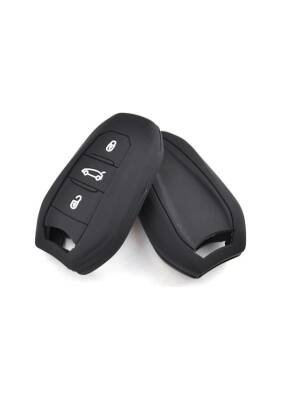 Citroen Premium Silicone Key Cover, Black, 3 Buttons, Compatible with Keyless Start – Fits C3 Aircross, C4, C5 Models - Citroen