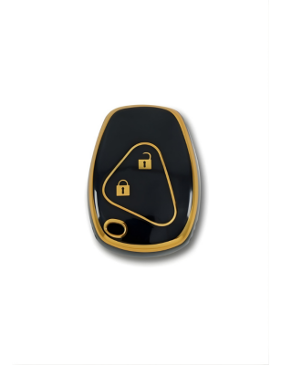 Dac Luxury Nano Key Cover, Black Gold Color, 2-Button Design, Compatible with Ren Clio 3 and Dac Duster Models - Dac