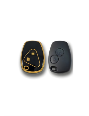 Dac Luxury Nano Key Cover, Black Gold Color, 2-Button Design, Compatible with Ren Clio 3 and Dac Duster Models - 2