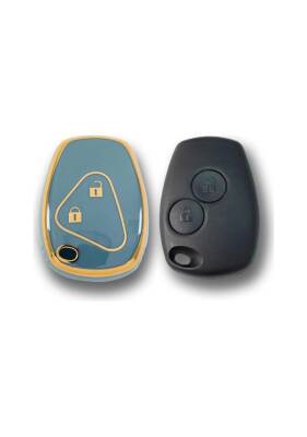Dac Luxury Nano Key Cover, Gray Gold Color, 2-Button Design, Compatible with Ren Clio 3 and Dac Duster Models - 3