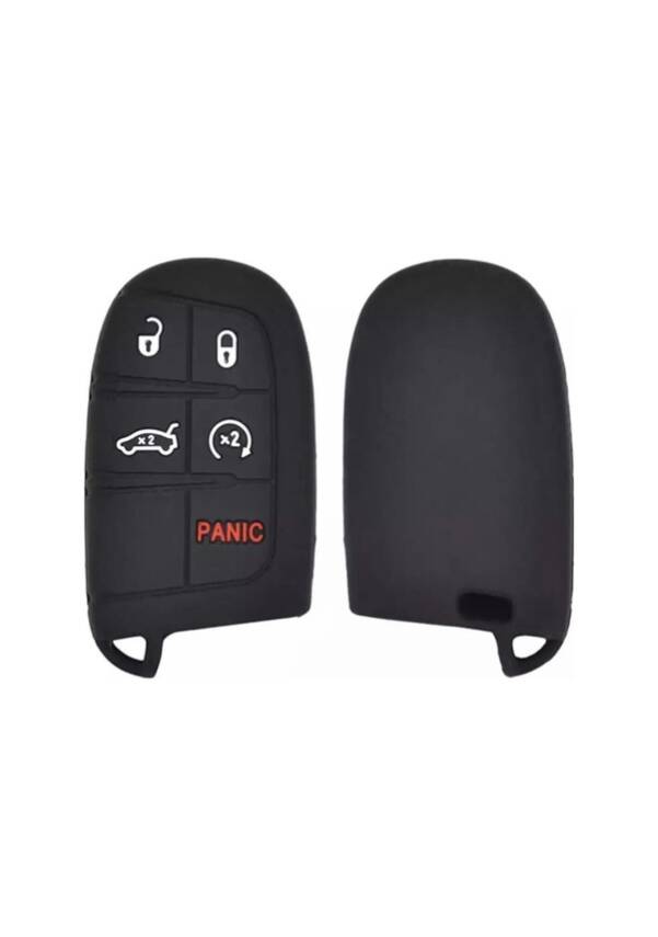 Dodge Black Silicone 5 Button Key Cover Compatible with Renegade, Grand Cherokee, Chrysler Models - 1
