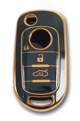 Fiat Egea Key Cover 3 Buttons Nano Protection Black Gold - Fiat