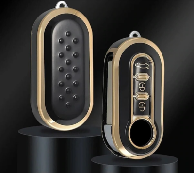 Fiat Luxury Nano Key Cover, Black-Gold, Premium Protective Case Compatible with Doblo and Ducato Models - Fiat