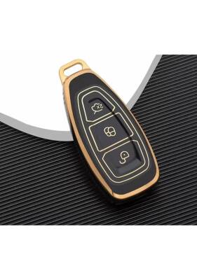Ford Luxury Black Gold Nano Protective Key Cover For Focus, Fiesta, Kuga, Mondeo, S-Max, C-Max, Ecosport - Ford