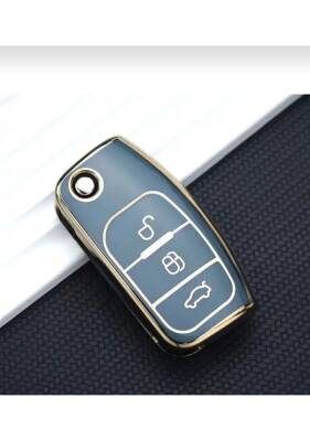 Ford Luxury Gray Gold Nano Key Cover For Focus, Fiesta, Mondeo, C-Max, Courier - Ford