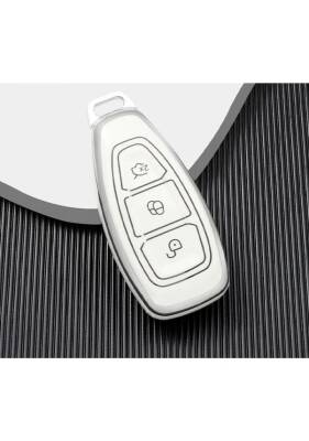 Ford Luxury White Silver Nano Protective Key Cover For Focus, Fiesta, Kuga, Mondeo, S-Max, C-Max, Ecosport - Ford