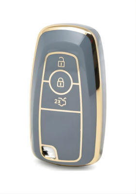 Ford Nano Key Cover, Grey-Gold Color, Compatible with Kuga, Fusion, Ecosport, F150, F250, Ranger Models - Ford