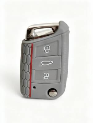 Gray Honeycomb Silicone Key Cover Volkswagen Skoda Seat Compatible with Golf7, Polo, Tiguan, Seat - Volkswagen, Seat, Skoda