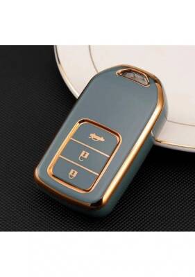 Honda Gray Gold Nano Keyless Start Key Case Compatible with Civic, FC5, CR-V, HR-V, Executive RS Models - Honda