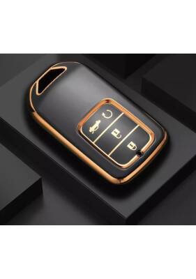 Honda Luxury Black Gold Premium Protective Key Cover For CR-V, HR-V, Accord 3+1 Button - Honda