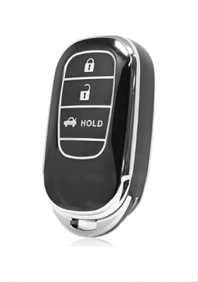 Honda Luxury Black Silver Nano Smart Key Cover For FE1 Civic, CR-V, HR-V, Accord - Honda