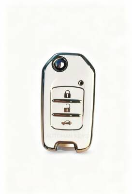 Honda Premium White Nano Key Cover 3 Buttons Compatible with Civic FC5, CR-V, and HR-V - Honda