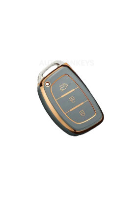 Hyundai Luxury Nano Key Cover, Gray-Gold, Keyless Start Compatible – Fits Tucson, Elantra, and Bayon Models - Hyundai