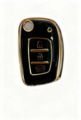 Hyundai Luxury Nano Key Cover, Black Gold, High Quality Protective Car Key Case for i20, i10, Elantra, Accent - Hyundai