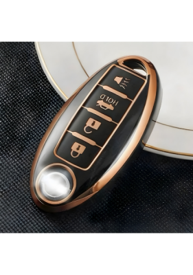 Infiniti Luxury Black Gold 4-Button Nano Smart Key Protective Case – Compatible with JX35, Q50, QX60 Models - Infiniti