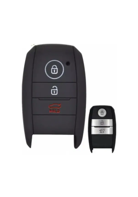 Kia Black Silicone 3 Button Key Protection Cover Compatible with Rio, Ceed, Soul, Sportage, Sorento, Carens, Picanto Models - Kia
