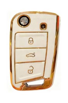 Luxury Nano Key Cover White Gold for Volkswagen Compatible with Golf 7, Golf 7.5, Tiguan and Polo - Volkswagen