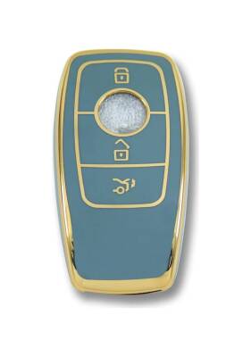 Mercedes-Benz FBS4 Type Nano Smart Key Cover, Gray-Gold Color, 4-Button Design, Compatible with 2017–2020 Models - Mercedes