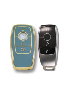 Mercedes-Benz FBS4 Type Nano Smart Key Cover, Gray-Gold Color, 4-Button Design, Compatible with 2017–2020 Models - 2