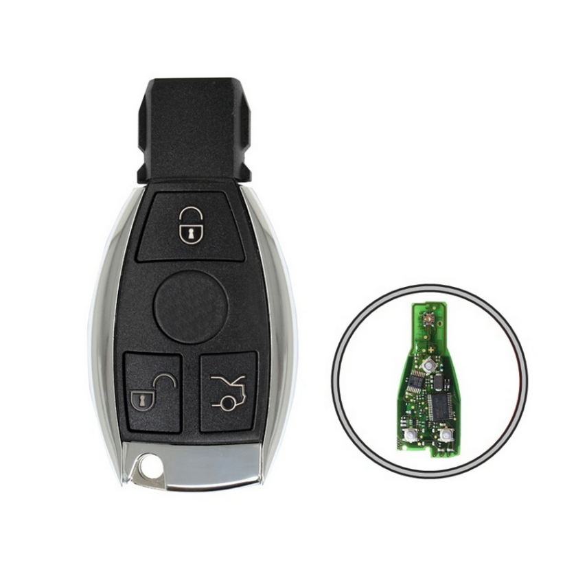 Mercedes Chrome 3 Buttons 2 Battery Remote Case Key Shell - 1