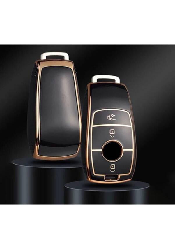Mercedes Luxury FBS4 Nano Key Cover, Black-Gold, Premium Smart Remote Case and Protective Key Holder - 1
