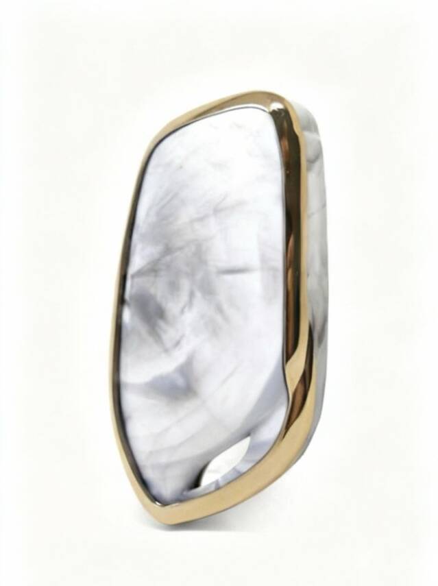 MG Luxury White Gold Marble Pattern Key Case Compatible with HS, GT, ZS, EV, ZX, MG5, MG6, Roewe RX3, RX5, I5, ERX5, I6 Models - 3