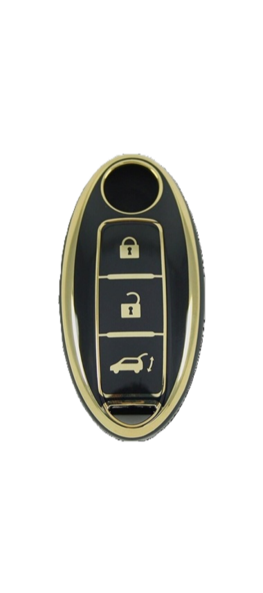 Nissan Luxury Smart Key Cover, Black-Gold, Premium Protective Case – Compatible with Micra, Juke, Qashqai, Note, Navara, Pulsar, and X-Trail Models - 1