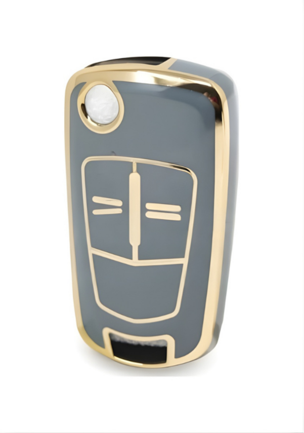 Opel Luxury Nano Key Cover, Gray-Gold Color, Compatible with Astra H, Corsa D, 2-Button Model - 1
