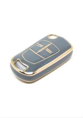 Opel Luxury Nano Key Cover, Gray-Gold Color, Compatible with Astra H, Corsa D, 2-Button Model - 2