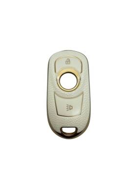 Opel Luxury White Gold Leather Smart Key Cover for Astra K and Insignia Grand – Keyless Start Compatible - Opel