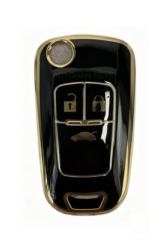 Opel Nano Key Cover Black Gold Compatible with Astra J, Insignia, Corsa D, Vectra C, Mokka, and Adam models - 1