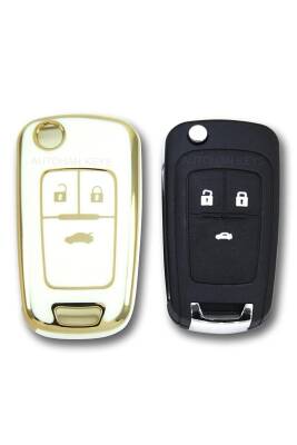 Opel Nano Key Cover White Gold Compatible with Astra J, Insignia, Corsa D, Vectra C, Mokka, and Adam - 2