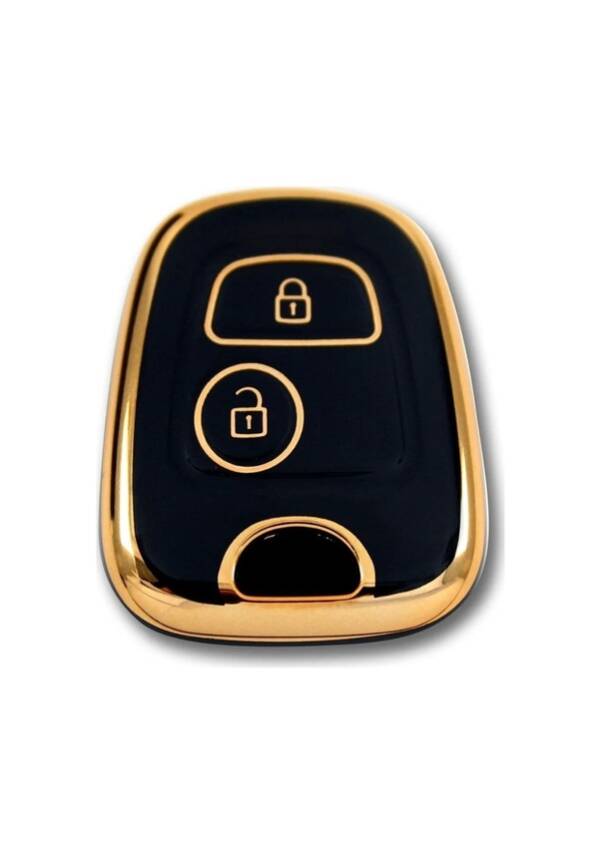 Peugeot Black Gold 2 Button Key Remote Case Compatible with 206, 106, Partner, Citroen C1, C3, Berlingo Models - 1