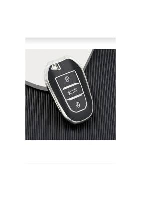 Peugeot Black Silver Nano Smart Key Protective Case Premium Quality Compatible with 208, 308, 508, 2008, 3008, 5008, Rifter Models - Peugeot
