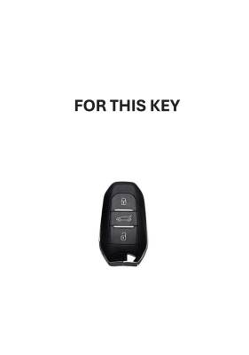 Peugeot Black Silver Nano Smart Key Protective Case Premium Quality Compatible with 208, 308, 508, 2008, 3008, 5008, Rifter Models - 2