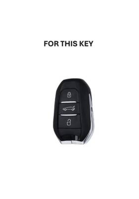Peugeot-Citroen Black Honeycomb Key Cover, 3 Button, Compatible with 208, 308, 508, 2008, 3008, 5008, Rifter - 3