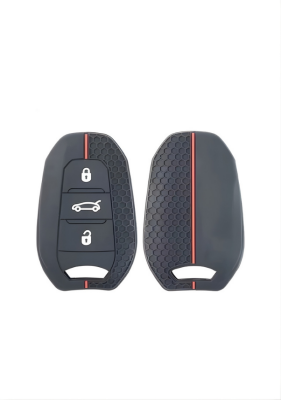 Peugeot-Citroen Black Honeycomb Key Cover, 3 Button, Compatible with 208, 308, 508, 2008, 3008, 5008, Rifter - Peugeot