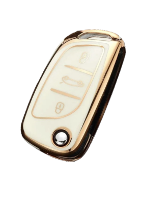  Peugeot-Citroen Luxury Gold White Nano Protective Key Cover For C1, C2, C3, C4, C5, 306, 407, 807, DS, DS4, DS6 - Peugeot