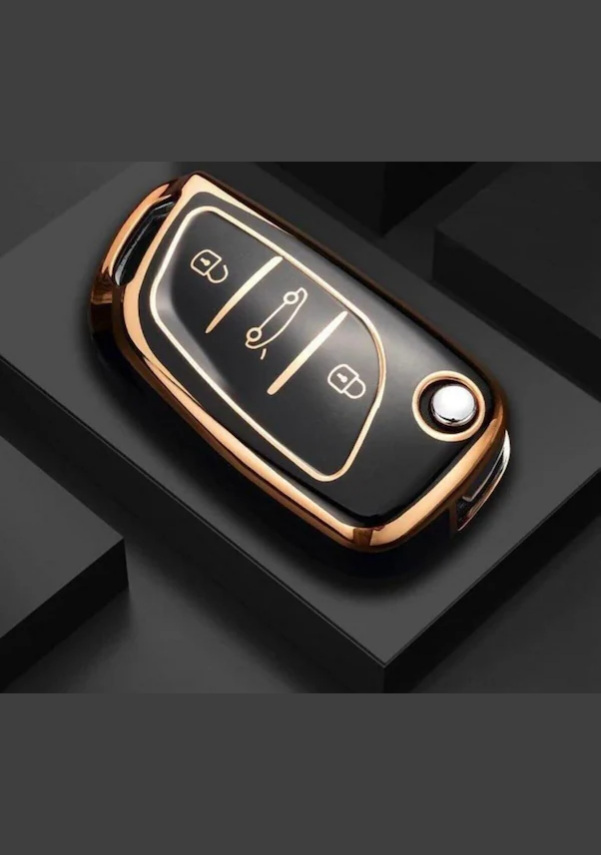 Peugeot & Citroen Luxury Nano Key Cover, Black-Gold, Premium Protective Case Compatible with C1, C2, C3, C4, C5, 306, 407, 807, DS, DS4, DS6 - 1