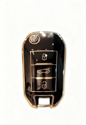 Peugeot Key Cover, Black, 3 Buttons, Flip Design, Compatible with 301, 307, 308, 208, 508, 2008, 3008, Partner Van Models - Peugeot