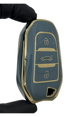 Peugeot Luxury Nano Key Cover, Gray-Gold Color, Keyless Design, Compatible with 208, 308, 508, 2008, 3008, 5008, Rifter - 2