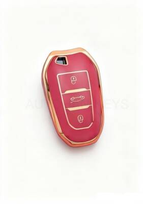Peugeot Luxury Red-Gold Nano Key Cover, Premium Protective Case, Compatible with 308, 508, 2008, 3008, 4008, 5008, Rifter, Opel Grandland X - Peugeot